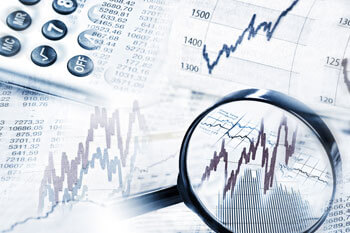 Lupe vergrössert Diagramm zu Finanzen